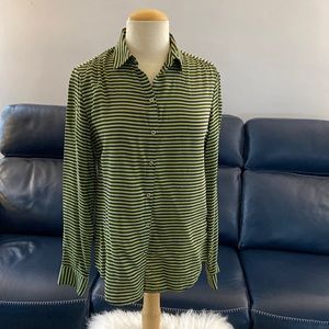 BR ladies woman’s silk blouse navy/green medium